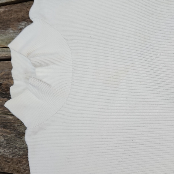 Eddie Bauer long sleeve mock neck ribbed knit top XL cream color W-557 - Picture 2 of 6